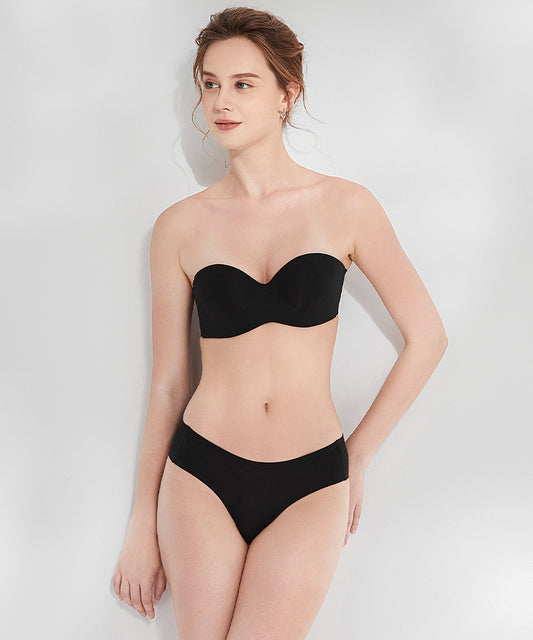 Softcute ストラップレスブラ ブラ&ショーツセット チューブトップ ずれない