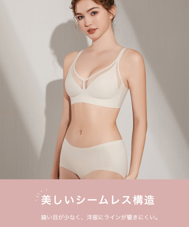 ノンワイヤーブラ パッドなしブラ ブラジャー ショーツ セット